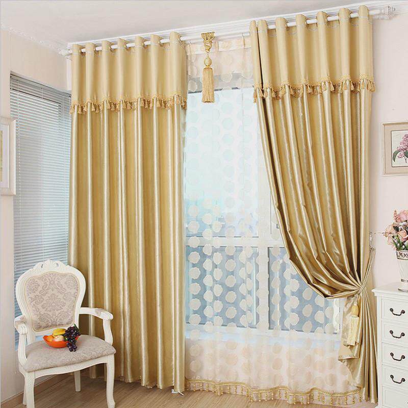 1vpk压花帘头窗帘成品卧室客厅书房阳台金黄色简约现代遮光窗帘布,居家布艺,成品窗帘,淘宝优惠券,粉丝福利购,淘宝优惠卷