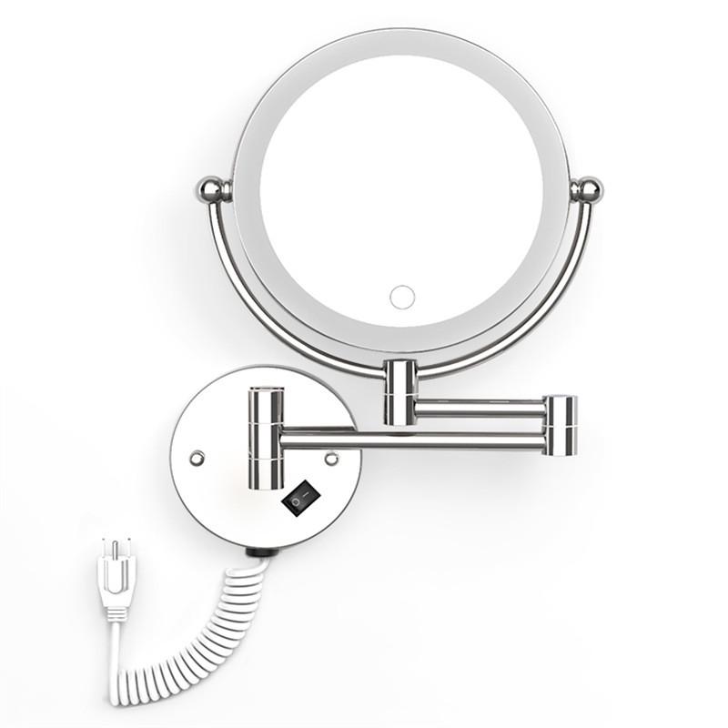 新款8卫生间英寸led化妆镜带灯浴室补光壁挂美容镜折叠双面镜