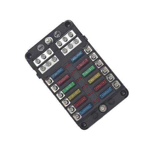 汽车多路正负极盒12路保险丝插片式螺丝款保险丝座车船保险丝盒