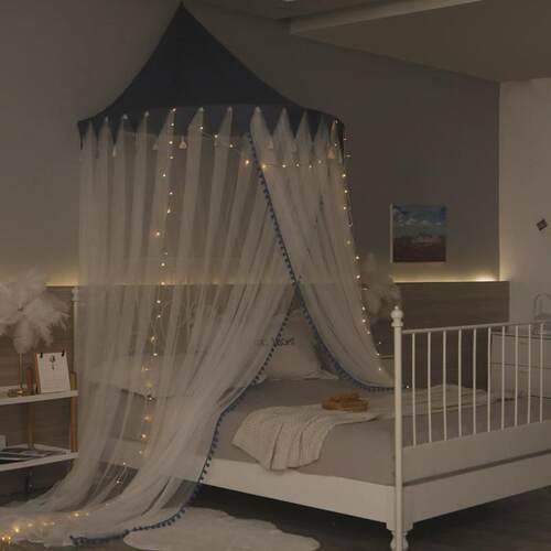 86m0新款公主吸顶蕾丝蚊帐儿童圆顶吊顶蚊帐1.2/1.5/1.8m落地式床