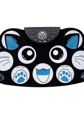 热销云之曲手卷电子鼓g-602超薄蓝色儿童练习架子鼓便携小猫脚踏