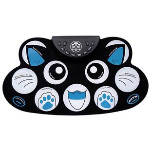 热销云之曲手卷电子鼓g 602超薄便携儿童练习脚踏蓝色小猫架子鼓