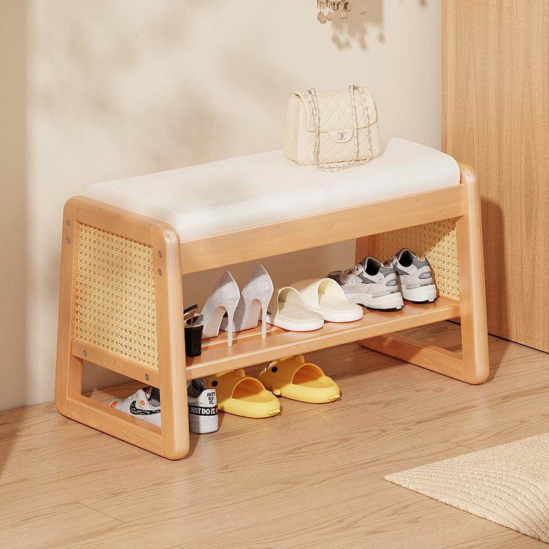 实木藤编穿鞋凳门口入户换鞋凳可坐式鞋柜多功能软包加宽长条凳子,住宅家具,矮凳,淘宝优惠券,粉丝福利购,淘宝优惠卷