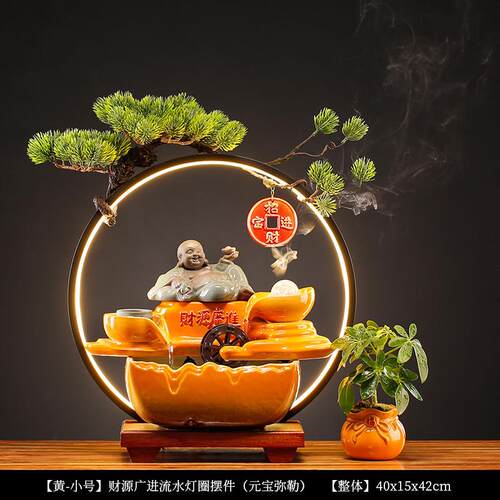 创意招财猫流水摆件生财家居办公室前台店铺收银台装饰开业礼品