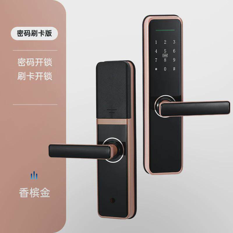木门指纹密码锁刷卡锁家用通用型酒店民宿锁通通锁室内旧门换公寓
