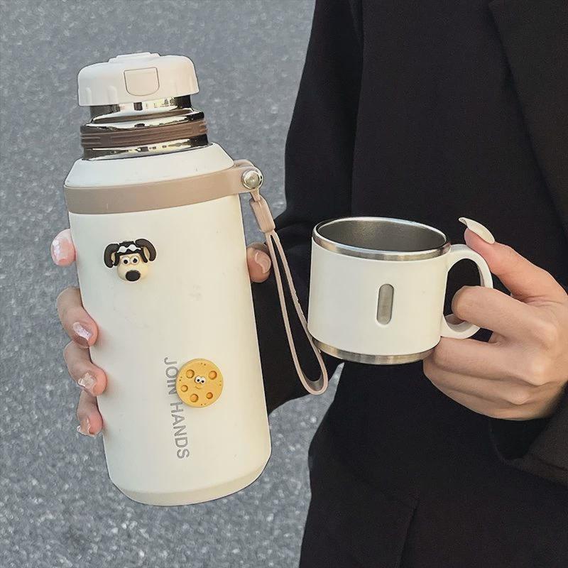 新款316不锈钢简约带盖茶水分离保温杯大容量男女户外便携水杯子