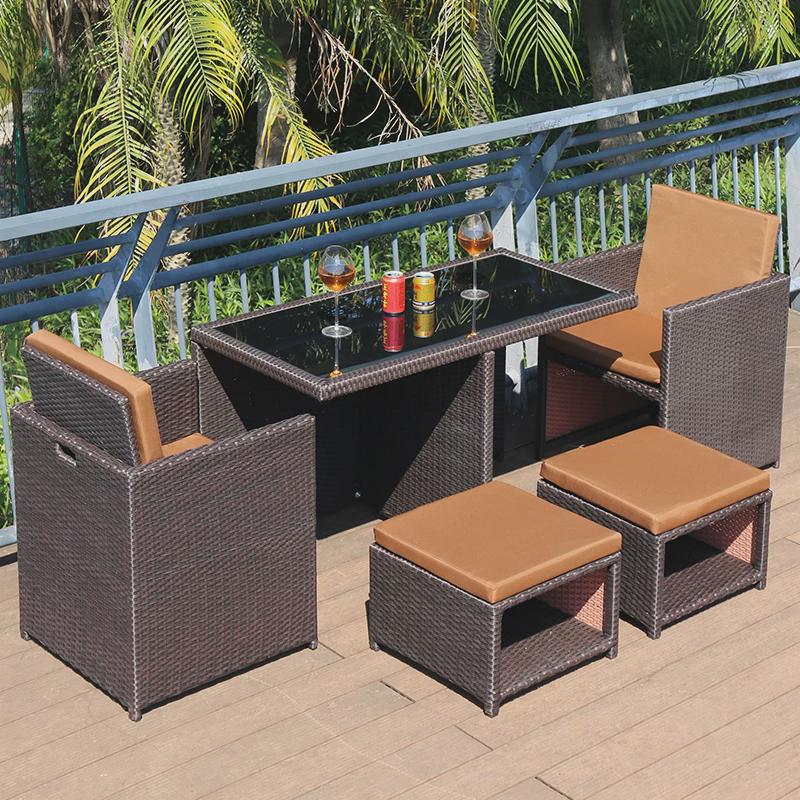 9u户外藤椅三件套组合花园庭院休闲小阳台桌椅室外家具桌椅藤编茶