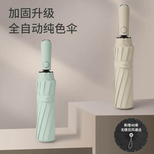 12骨全自动晴雨伞48骨双龙骨商务抗风折叠雨伞遮阳广告伞