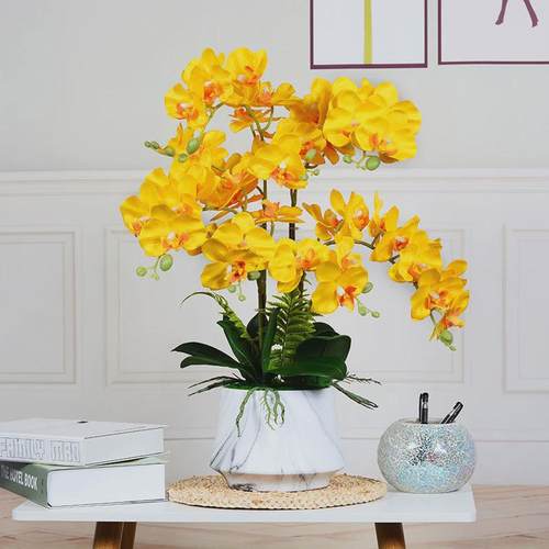 蝴蝶兰仿真花盆栽客厅大束套装盆景摆件落地装饰摆设高档绢花假花