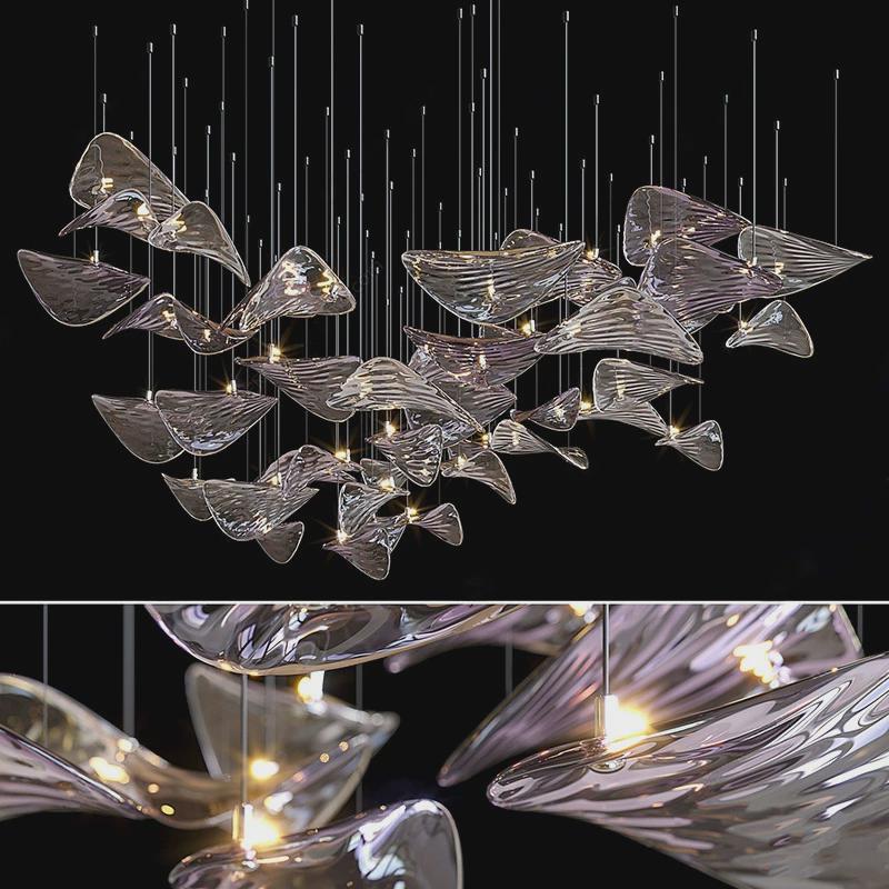 非标定制灯具工程酒店荷叶玻璃会所大堂大型别墅美容院集成吊灯