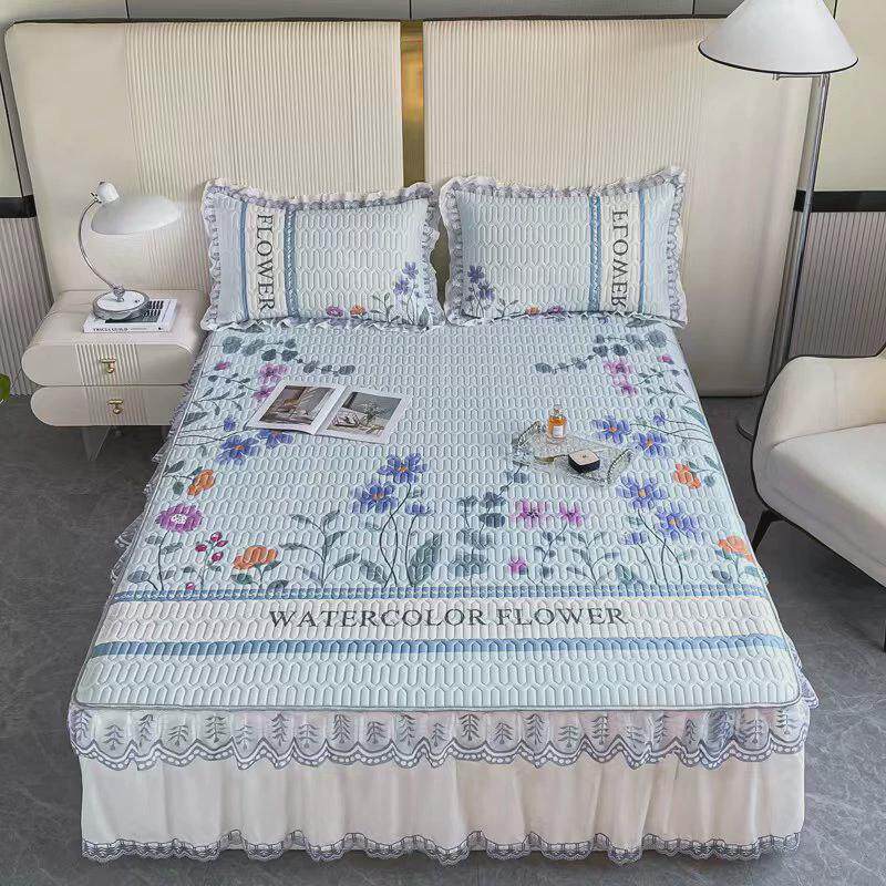 夏季公主风乳胶凉席三件套床笠夏天家用可水洗空调席床席单人冰丝