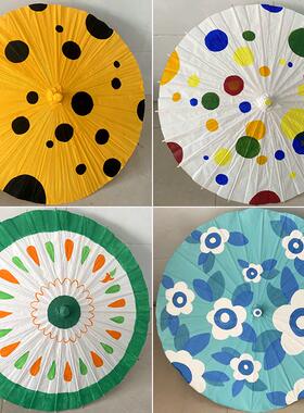 空白油纸伞幼儿园diy手工材料包手绘绘画雨伞白色舞蹈古风道具