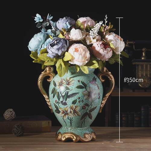 欧式田园陶瓷大花瓶摆件美式复古现代客厅装饰品干花艺插花器