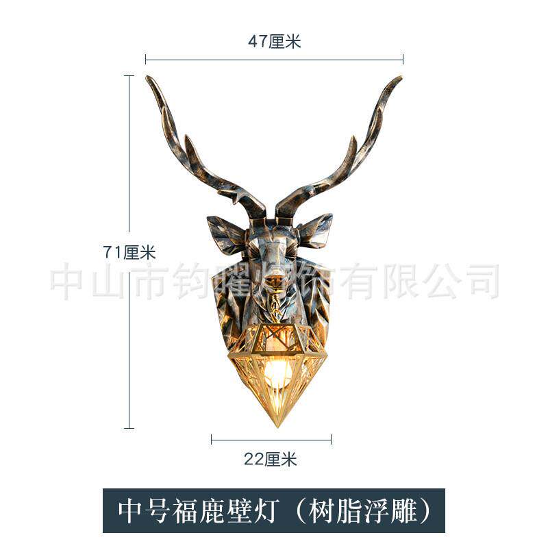 欧式鹿头装饰壁灯客厅卧室过道走廊鹿头灯床头背景墙创意鹿角灯