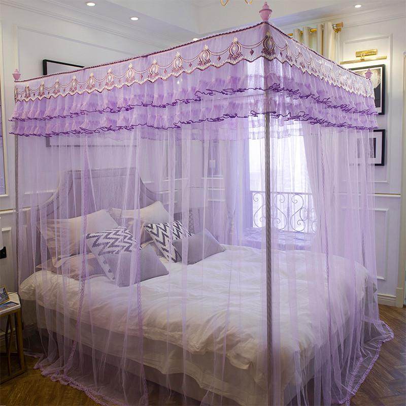 9v7t防蚊帐家用宫廷卧室支架三开门加密落地式床幔公主风儿童床帐