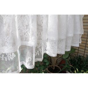 双层蕾丝小窗帘厨房半帘魔术贴免打孔橱柜帘门帘头窗帘纱穿杆帘飘