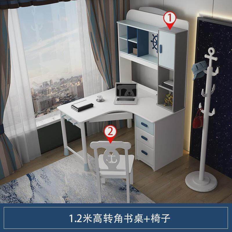 xh实木书桌书架一体女孩小户型学生卧室女童写字桌家用电脑桌学习