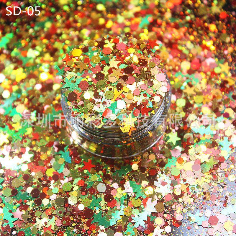 2022圣诞新款镭射亮片镭射六角雪花闪粉冬季薄款混合雪花潮流亮片,工业油品/胶粘/化学/实验室用品,金葱粉,淘宝优惠券,粉丝福利购,淘宝优惠卷