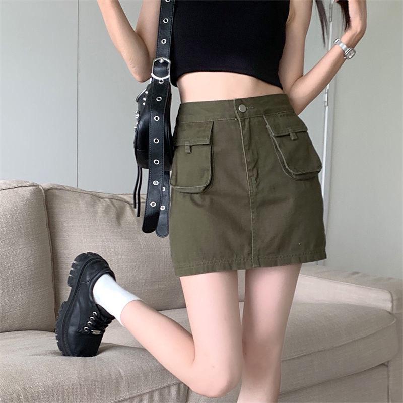 夏季美式牛仔女梨形身材打底裤防走光一步包臀工装