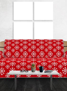 沙发盖布3d数码印花红色雪花沙发套全包家居供应涤纶沙发垫