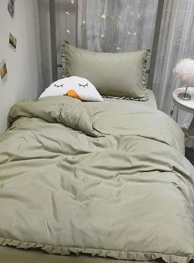 9QXCins风复古姜黄色水洗棉四件套单双人床单床笠款床品1.2宿舍三