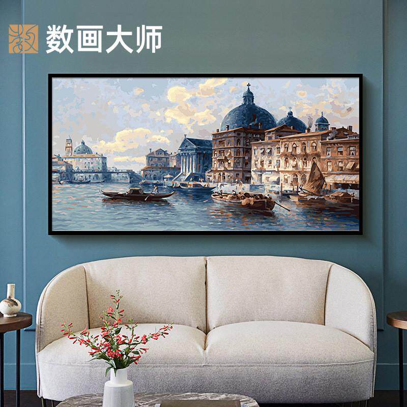 diy数字油画批发厂家直供客厅大幅填色风景画90*180