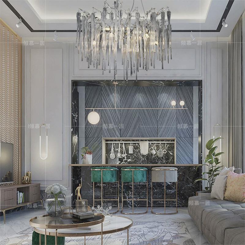 现代简约水晶吊灯水晶吊灯客厅餐厅卧室高档别墅吊灯轻奢铝材吊灯