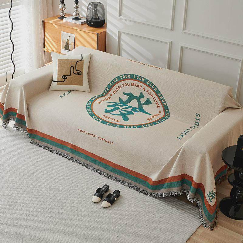 中国风沙发巾棉纱色织露营毯野餐沙发垫盖布四季通用全包沙发套罩,居家布艺,沙发垫,淘宝优惠券,粉丝福利购,淘宝优惠卷