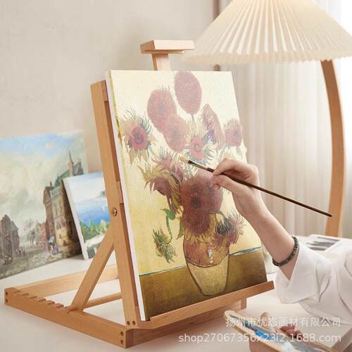 桌面台式画架儿童支架素描油画美术生专用折叠画室调节升降展示架