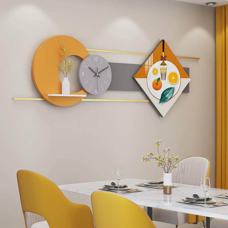 创意金属壁挂立体组合挂表装饰画餐厅墙面装饰晶瓷画壁饰置物架图片