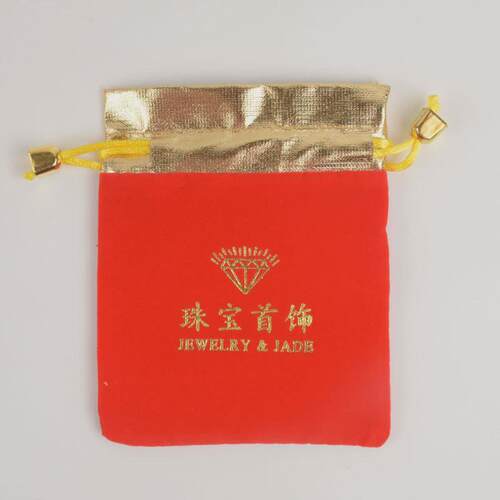 现货红色绒布烫金福字袋抽绳袋喜庆物件收纳袋绒布礼品袋收纳金口