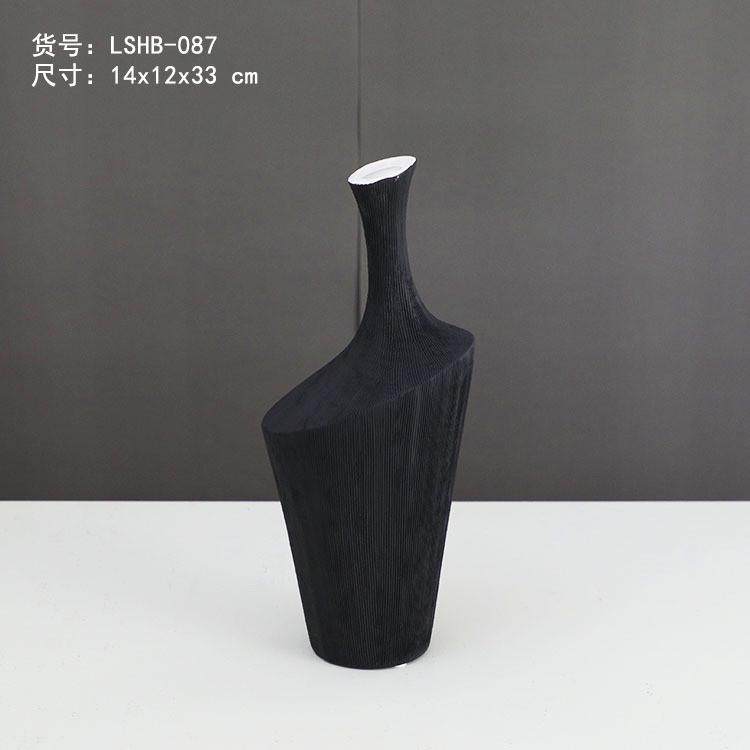 样板房黑白拉丝陶瓷花瓶客厅电视柜简约玄关摆设干花插花花器,鲜花速递/花卉仿真/绿植园艺,花盆,淘宝优惠券,粉丝福利购,淘宝优惠卷