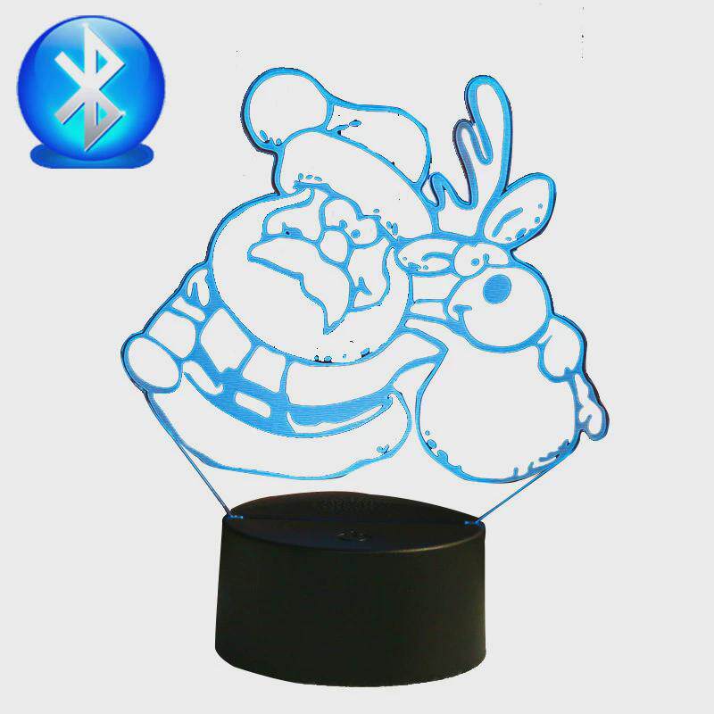 跨境蓝牙音箱灯亚克力3d小夜灯充电底座圣诞礼物麋鹿台灯卧室新品