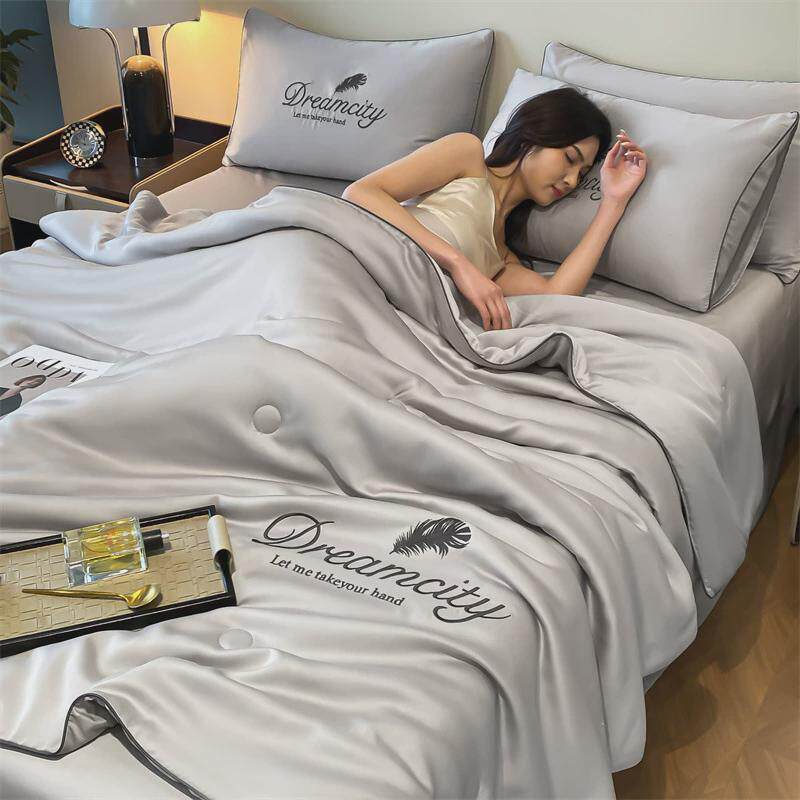 水洗天丝薄被子单双人夏被可水洗空调被夏季冰丝夏凉被四件套批发