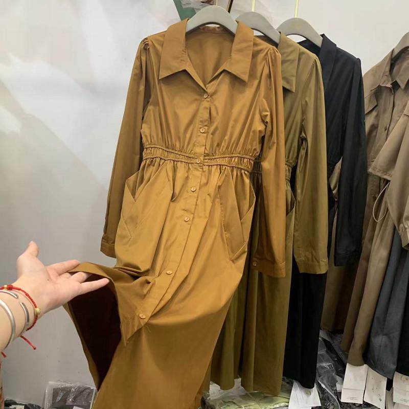 单排扣长袖衬衫女2023早秋新款收腰显瘦V型口袋气质中,女装/女士精品,连衣裙,淘宝优惠券,粉丝福利购,淘宝优惠卷