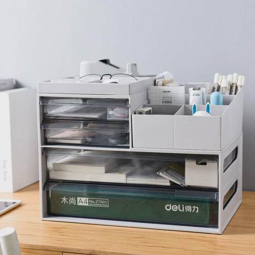 办公桌面收纳盒塑料抽屉式收纳柜办公室置物架用品文件储物整理箱