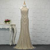 重工手工钉珠晚宴会裙敬酒裙晚会主持人显流苏裙