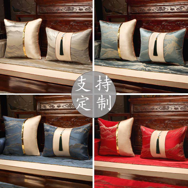 新中式沙发坐垫带靠背实木家具椅垫罗汉床垫子五件套定做