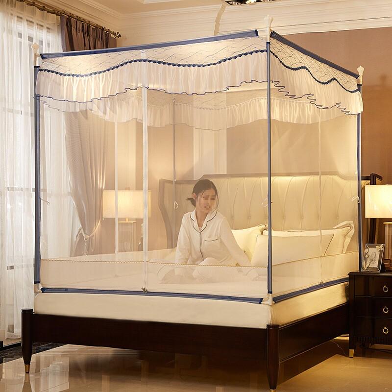 蚊帐T型三开门拉链蒙古包1.8m床家用儿童防摔回底1.5米全底床新品