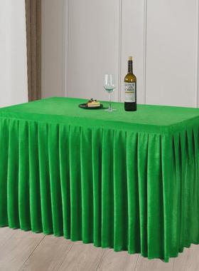 高档墨绿色丝绒台布桌布酒店办公会议会议室桌布长条桌活动桌布