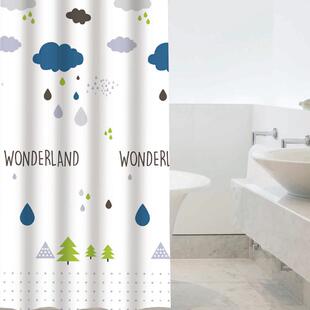 动动手加厚浴帘套装免打孔防水防霉帘子布卫生间挂帘浴室门隔断帘