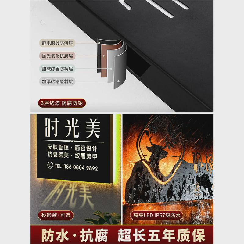 灯箱门牌招牌广告牌户外镂空铁艺发光字门头店商铺展示牌