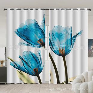 高精密遮光窗帘定制来图数码 印花夹黑层对开打孔隔断帘穿杆挂钩子