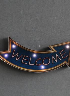 美式工业风led灯酒吧咖啡厅店铺创意家居铁艺壁饰壁挂墙饰装饰品