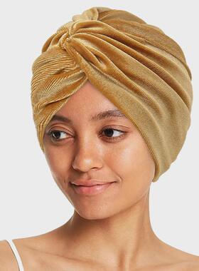 Velvet elastic turban hat 交叉扭扭帽子天鹅绒弹力头巾帽 女士