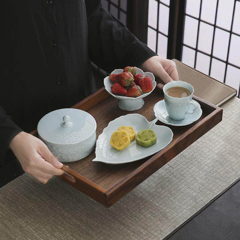 陶瓷中式茶点盘水果拼盘套装一人食餐具带托盘收纳高颜值情侣双人