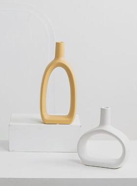 日式禅意白色陶瓷花瓶摆件创意简约客厅餐桌家居装饰品小口花器