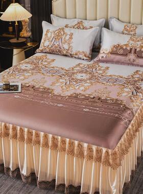 3zby批发可折叠夏季冰丝凉席床裙席子水洗夏两用床单秋软床垫空调