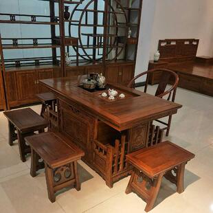 实木一体茶桌全套老船木茶桌椅组合功夫茶台办公茶台桌泡茶大板桌