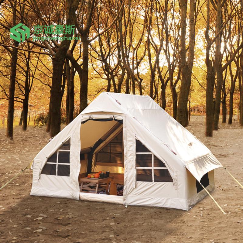 棉布充气帐篷户外免野营防雨充气房子一体式旅游搭建房型露营帐篷